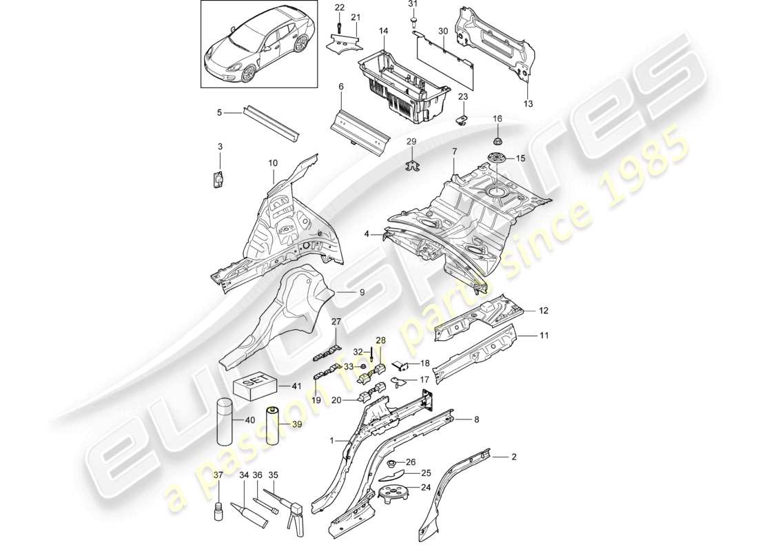 porsche 2010 (cayenne e1 9pa) rear end parts diagram