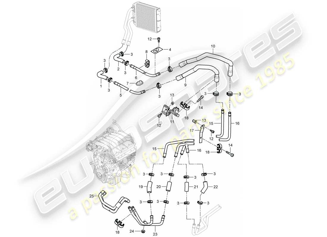 porsche 2010 (cayenne e1 9pa) heater part diagram