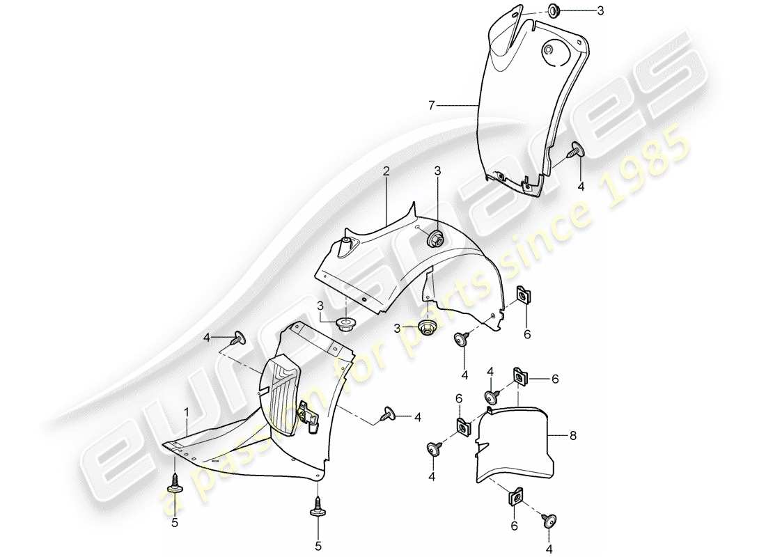 porsche 2007 (997-1 gt3) trims part diagram