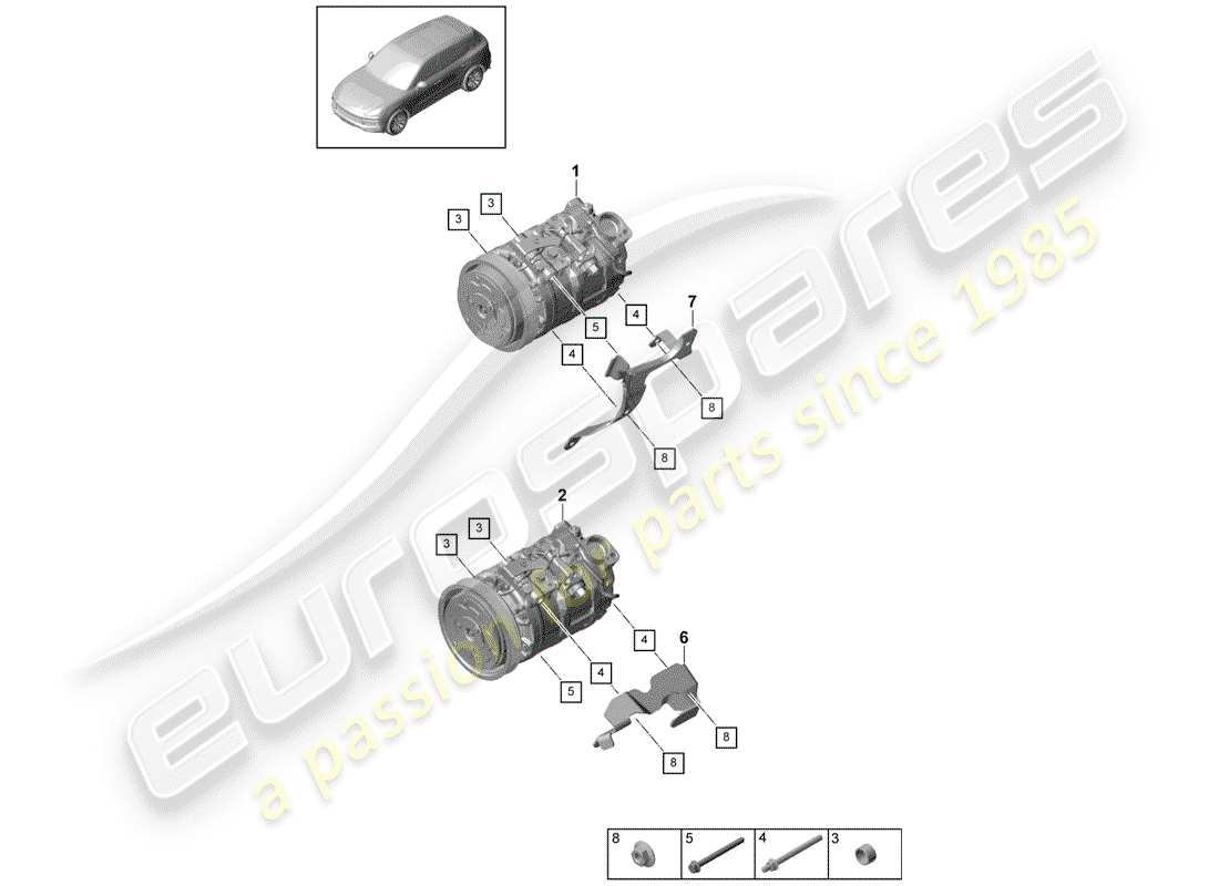 porsche 2018 (cayenne e3 9ya/9yb) compressor part diagram