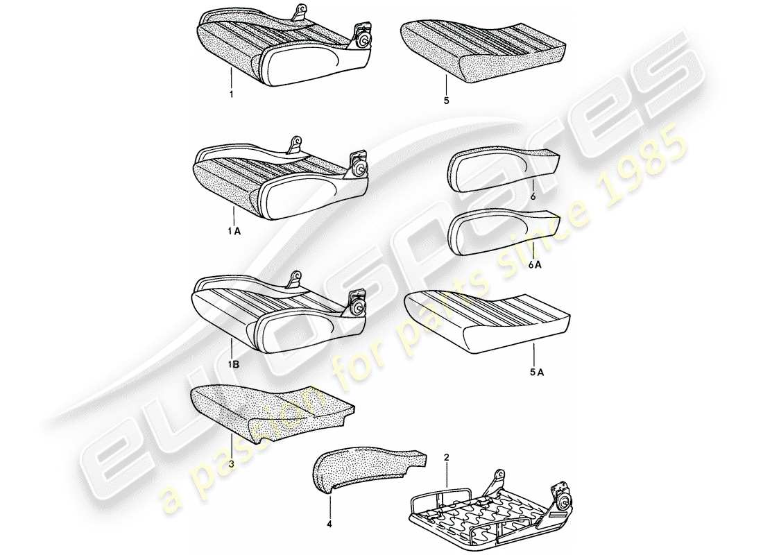 porsche 1986 (924s) sports seat - seat cushion - single parts part diagram
