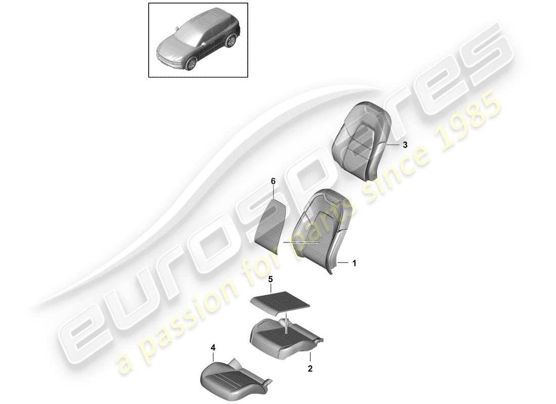 porsche 2019 (cayenne e3 9ya/9yb) foam part part diagram
