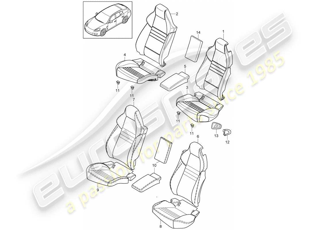 porsche 2010 (panamera 970) cover part diagram