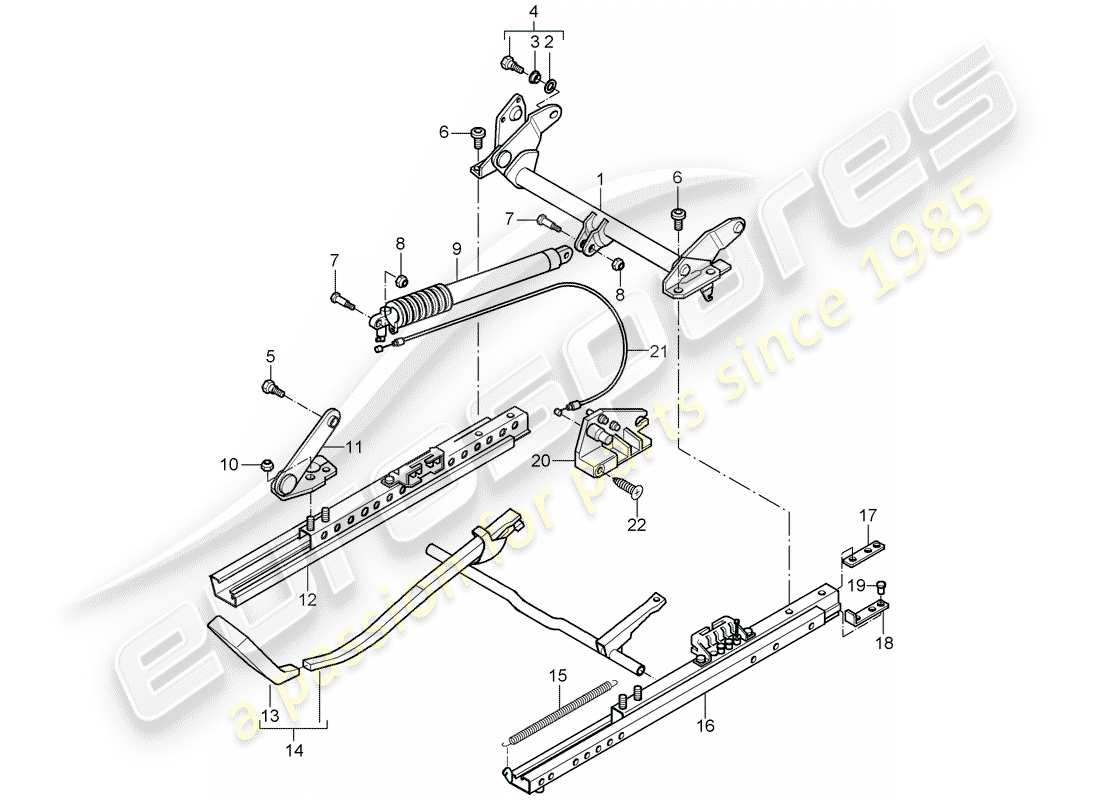 porsche 2004 (996 gt3) seat frame - sports seat - for vehicles with seat height - adjustment part diagram