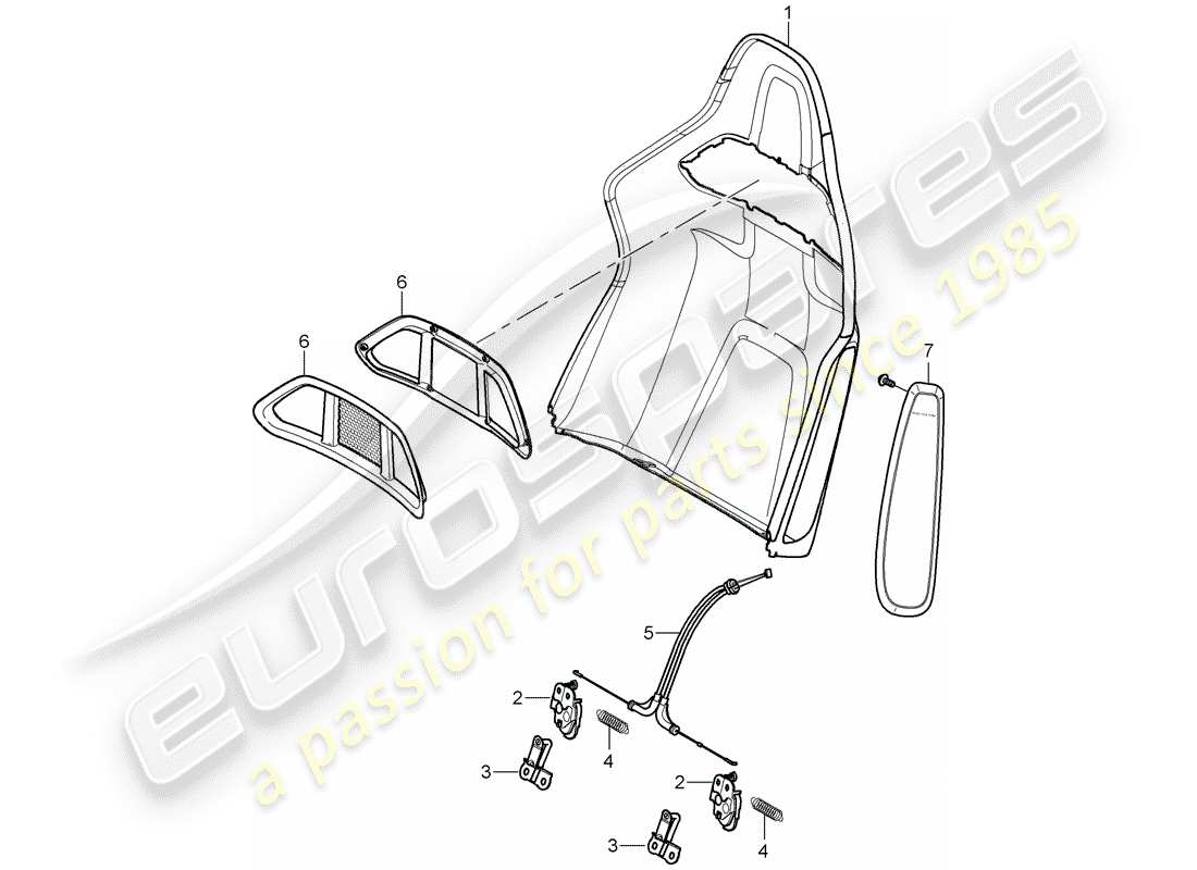 porsche 2010 (997-2 gt3) backrest shell part diagram