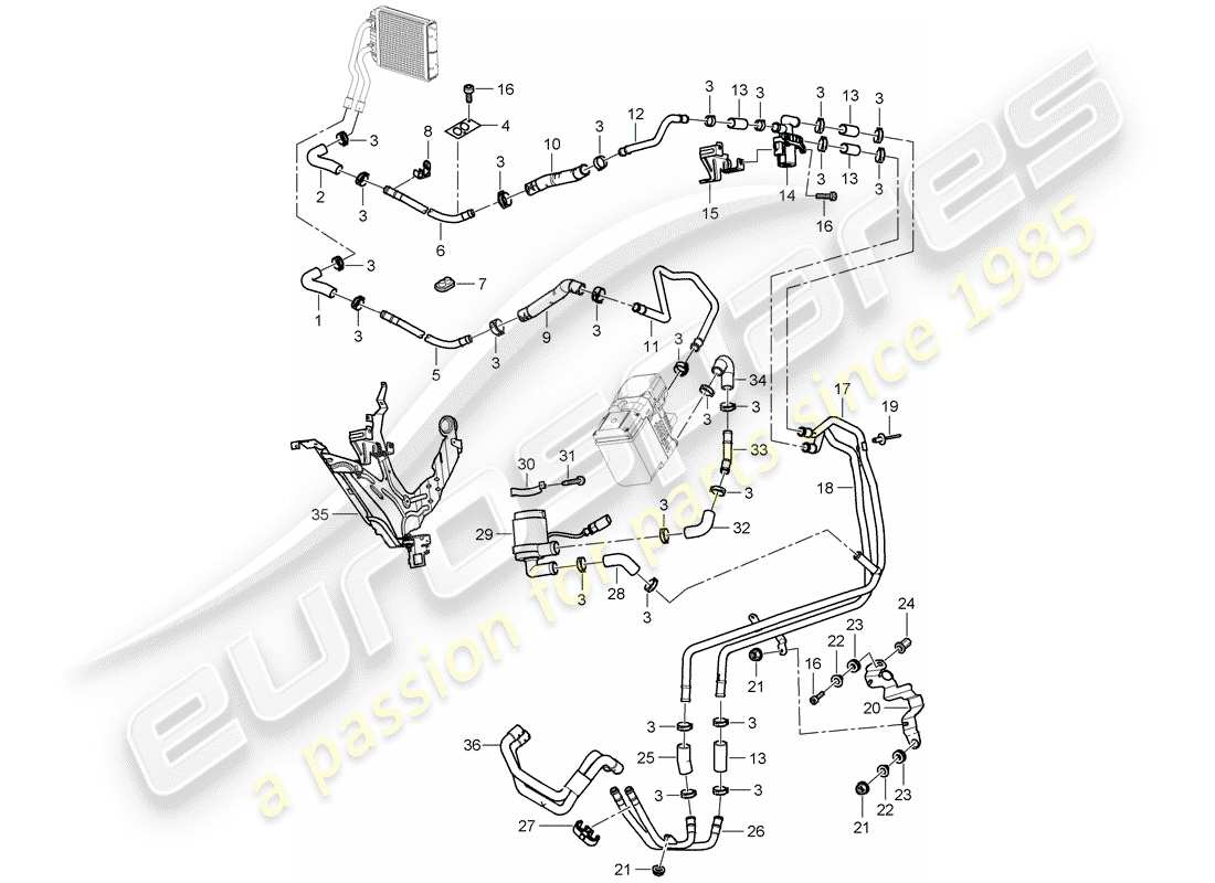 porsche 2008 (cayenne e1 9pa) heater part diagram