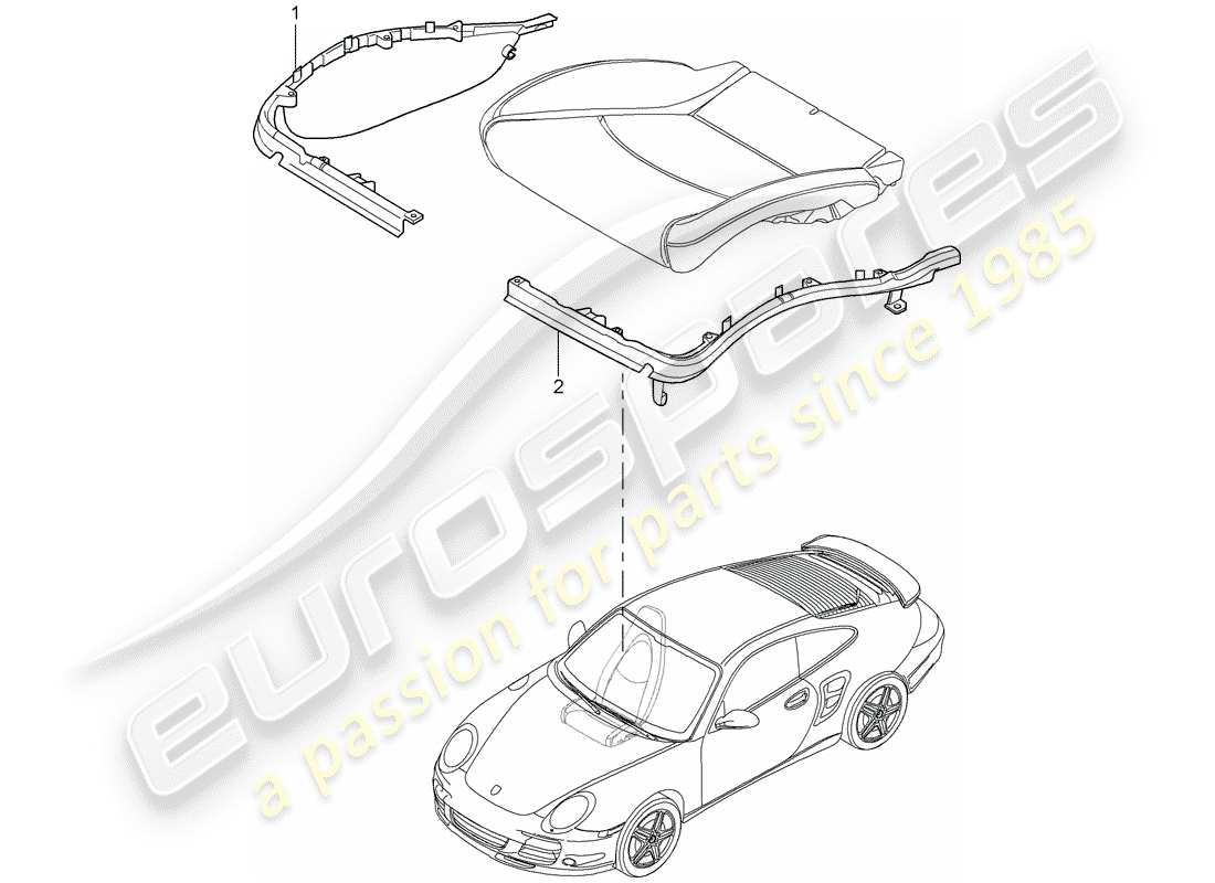 porsche 2007 (997-1 turbo / gt2) cushion carrier parts diagram