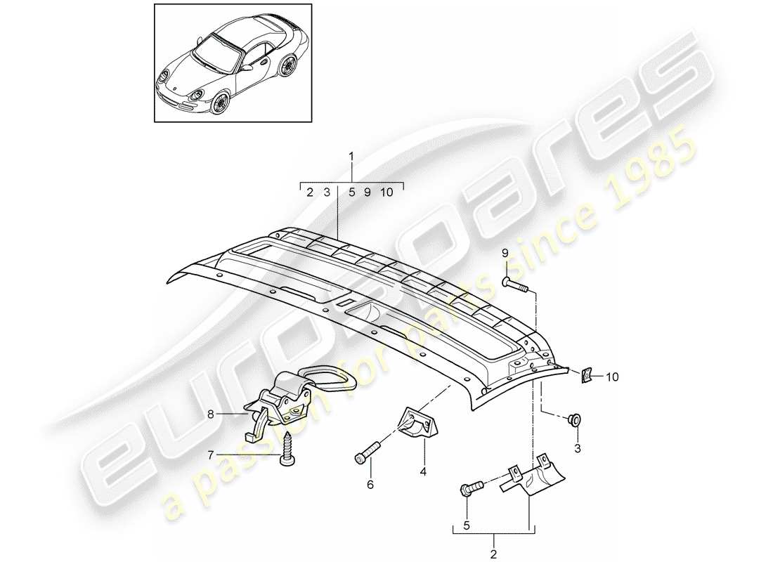 porsche 2009 (997-2) roof frame part diagram
