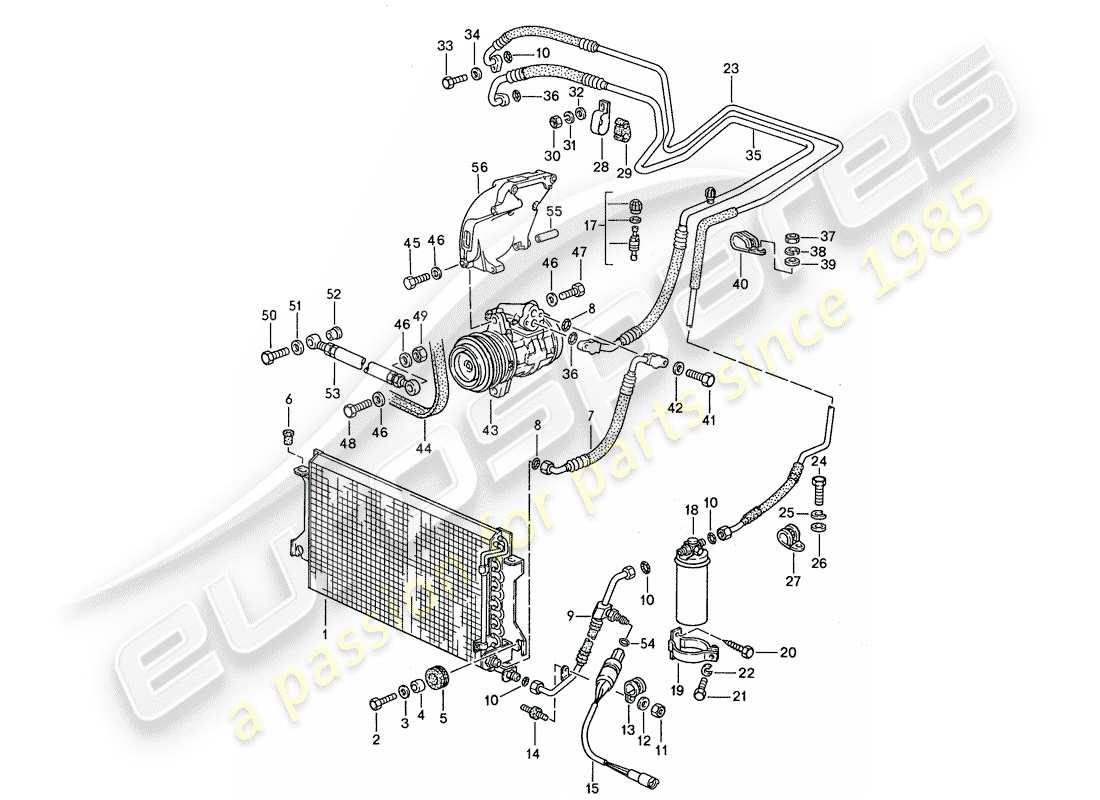 porsche 1990 (944) refrigerant circuit part diagram