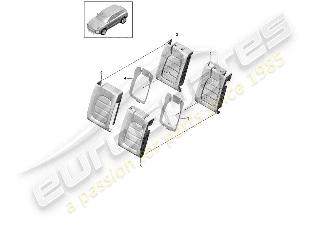 porsche 2019 (macan) foam part part diagram