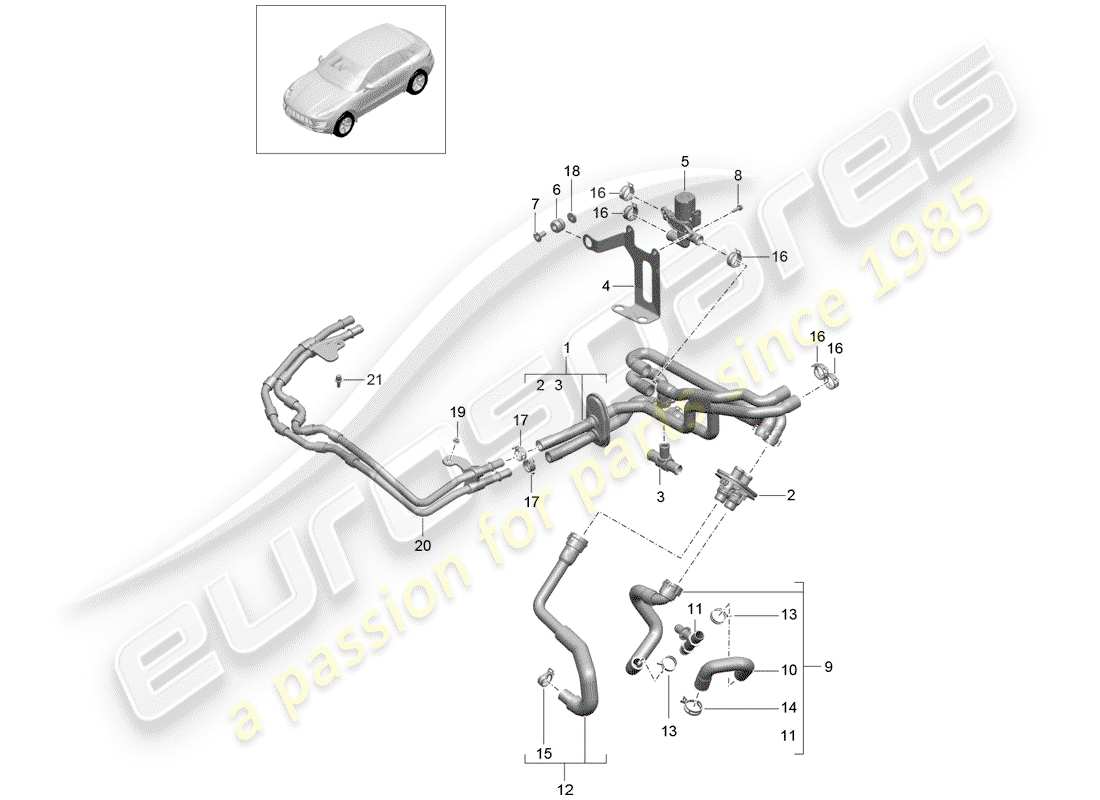 porsche macan (2017) heater part diagram