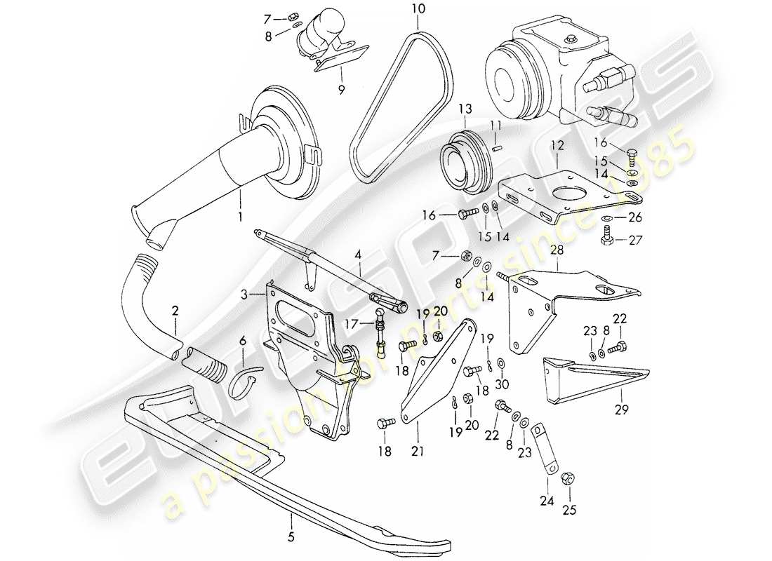 porsche 1967 (911/912) mount - compressor - d - mj 1969>> part diagram