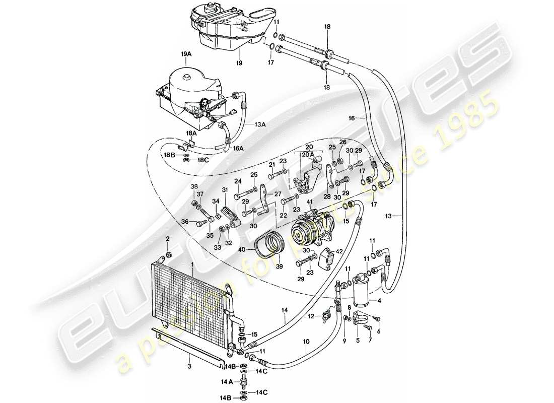 porsche 1983 (924) air conditioner part diagram