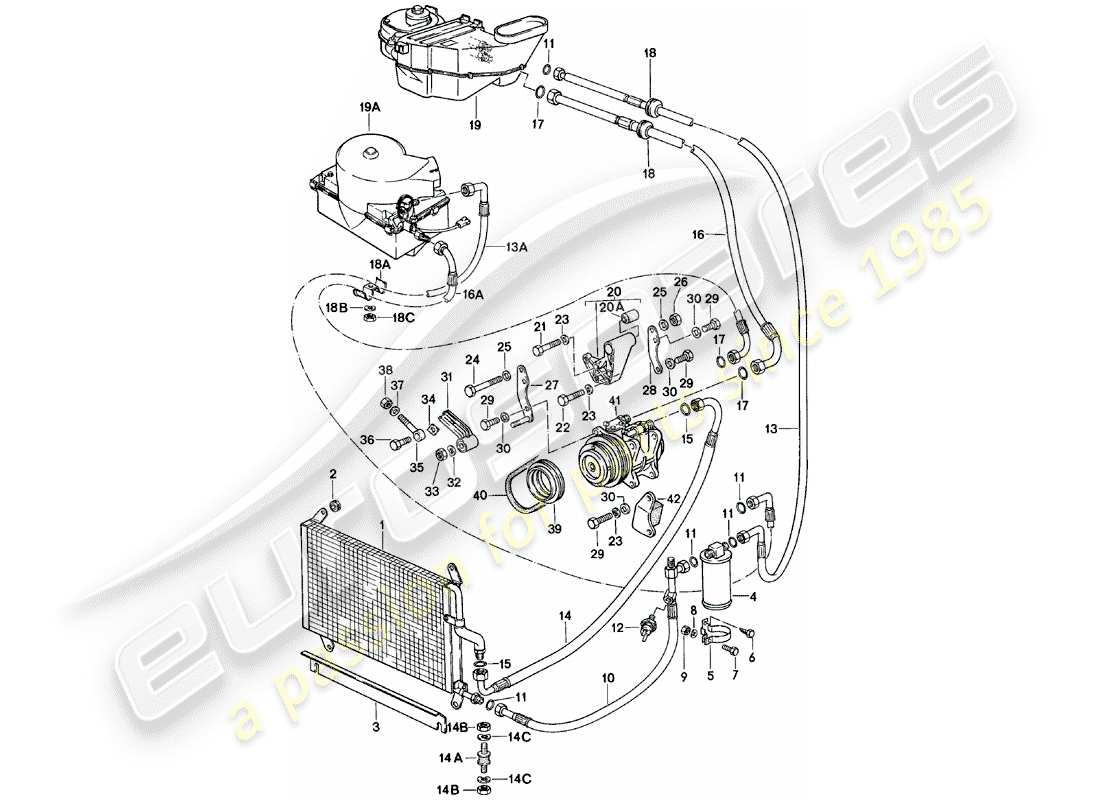 porsche 924 (1983) air conditioner part diagram