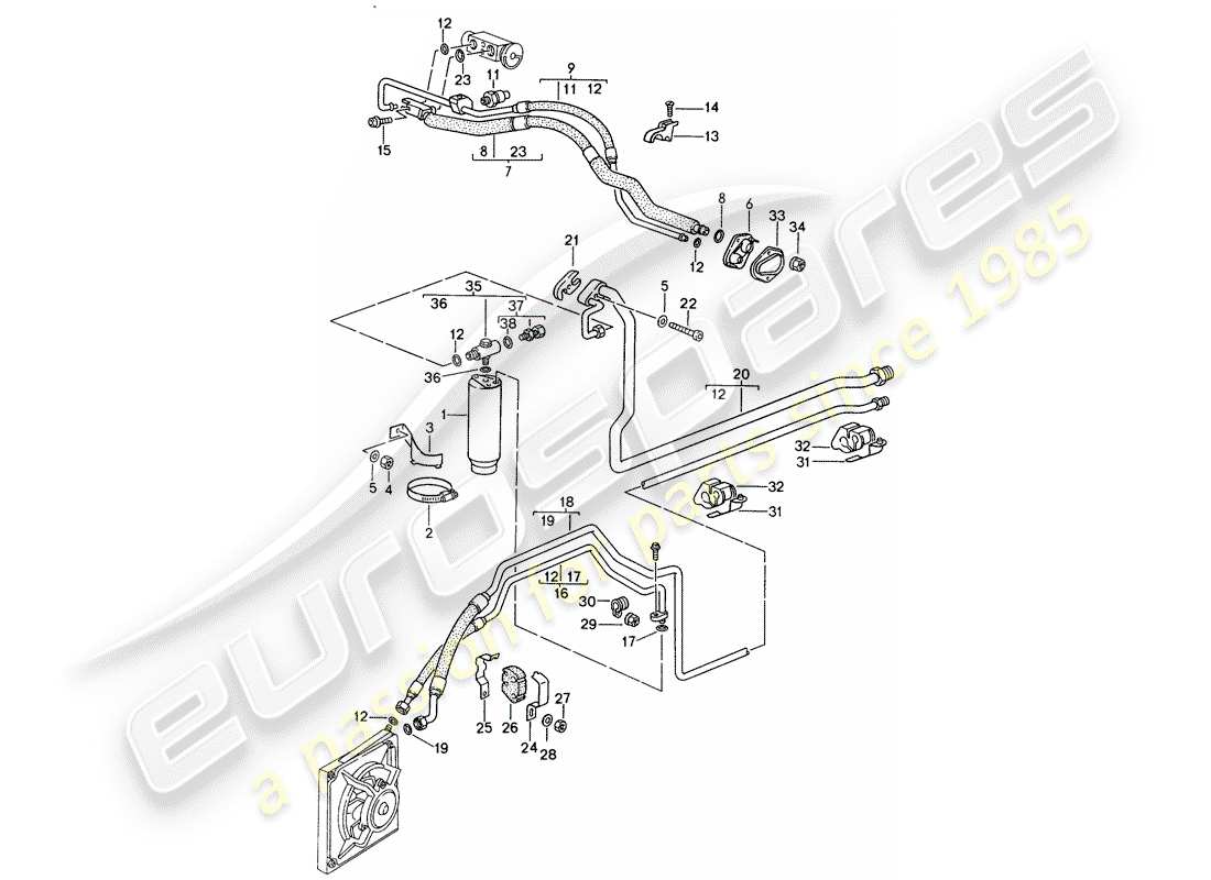 porsche 993 (1997) refrigerant circuit part diagram