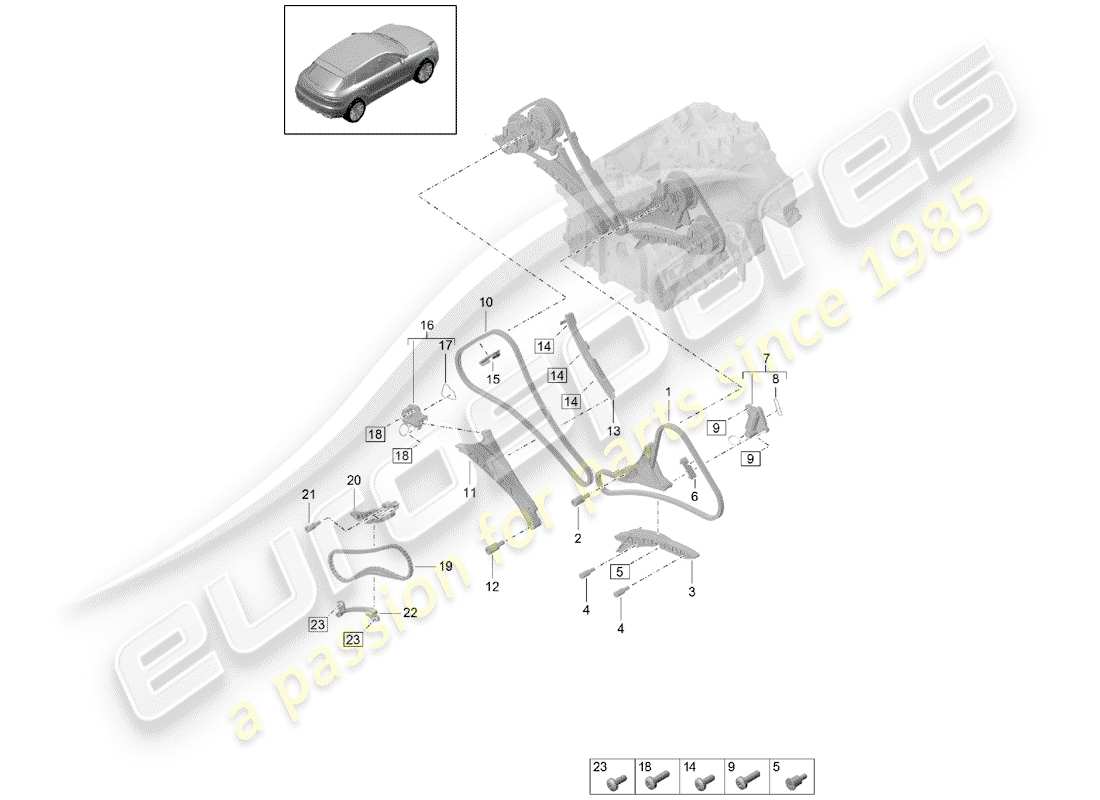 porsche 2019 (macan) timing chain part diagram