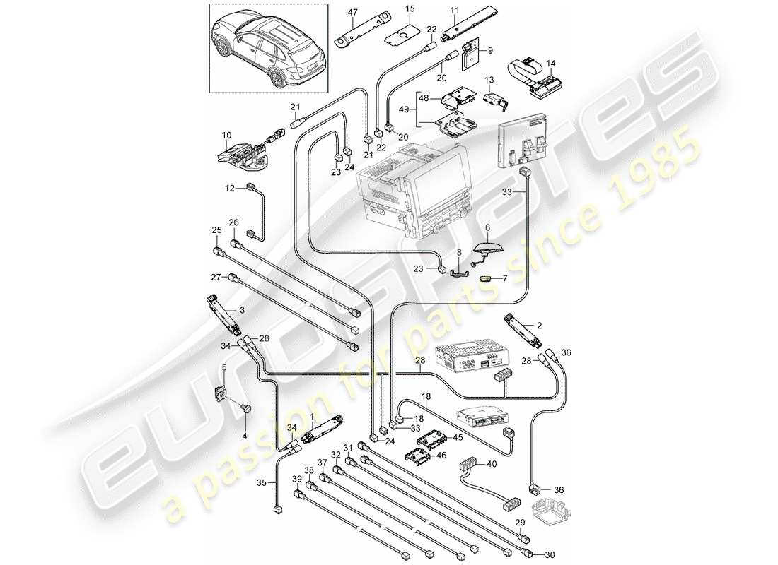 porsche 2016 (cayenne e2 92a) antenna booster part diagram