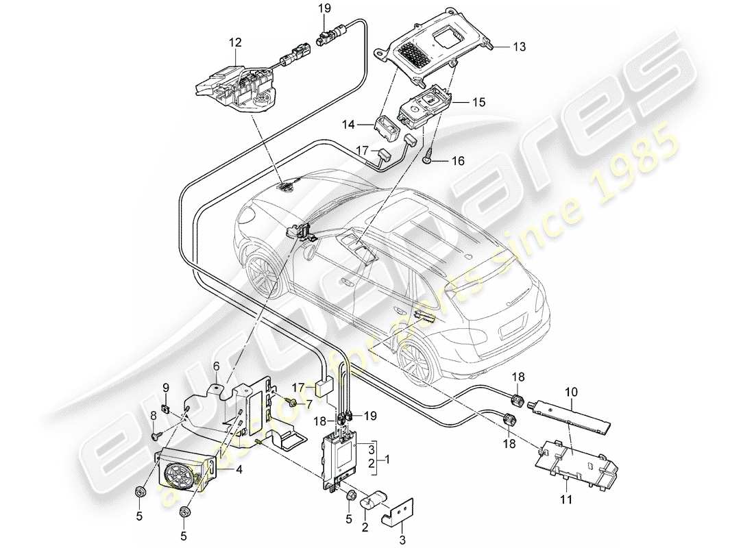 porsche 2013 (cayenne e2 92a) emergency call module part diagram