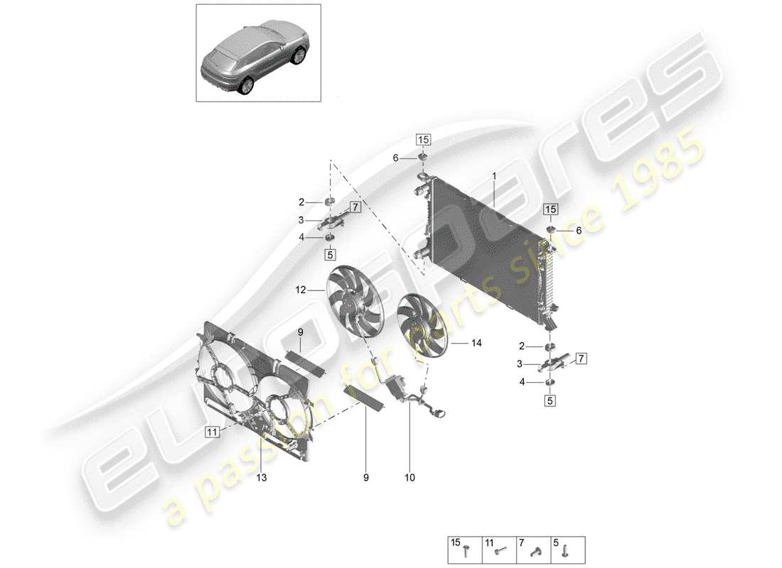 porsche 2019 (macan) water cooling part diagram