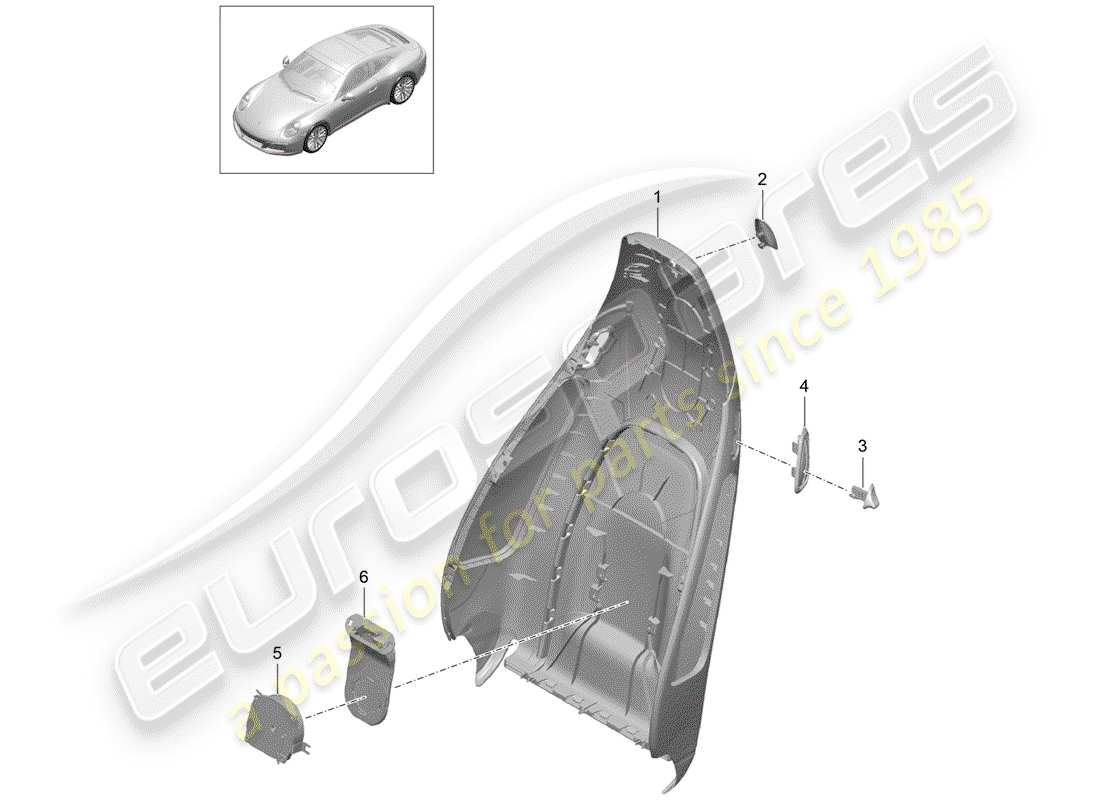 porsche 991 gen. 2 (2019) backrest shell part diagram