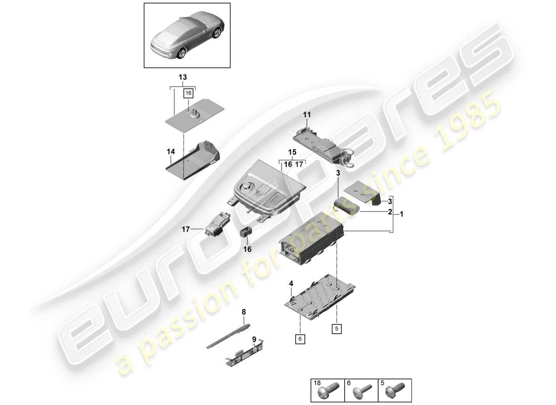 porsche 2017 (panamera 971-1) for vehicles with telephone part diagram