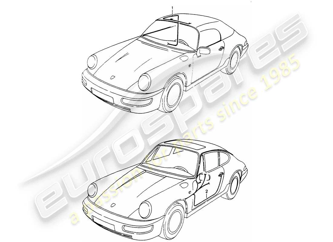 porsche 1990 (964) wiring harnesses - convertible top control - driver's door - passenger's door part diagram