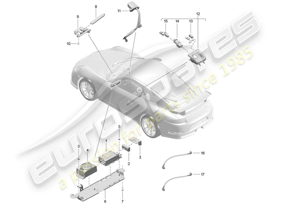 porsche 991r/gt3/rs (2017) for vehicles with telephone parts diagram