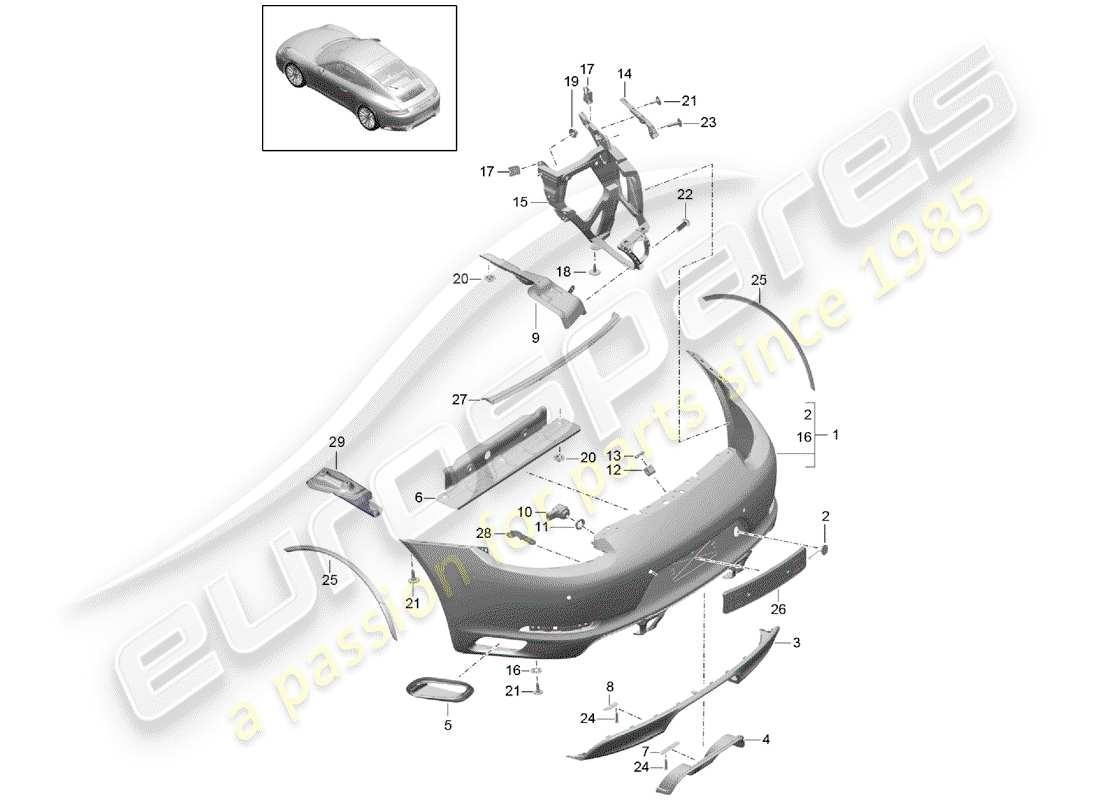 porsche 2020 (991-2) bumper part diagram
