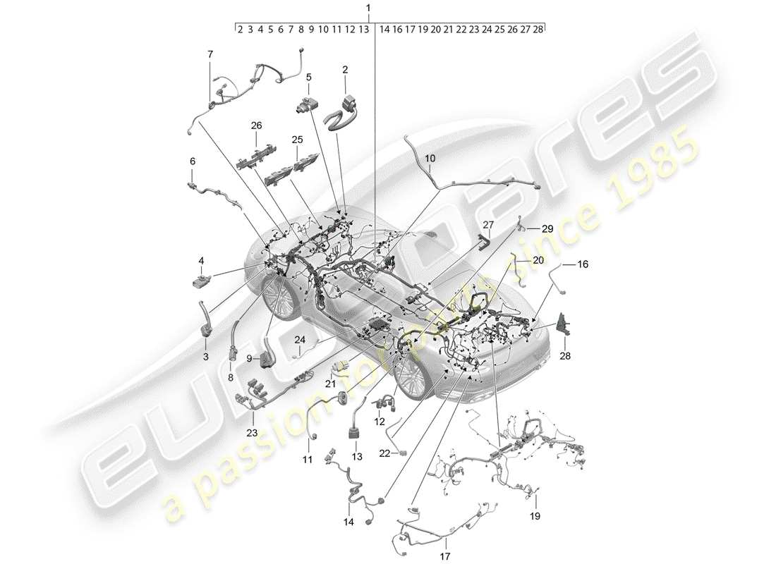 porsche 2017 (991-2 turbo) wiring harnesses part diagram