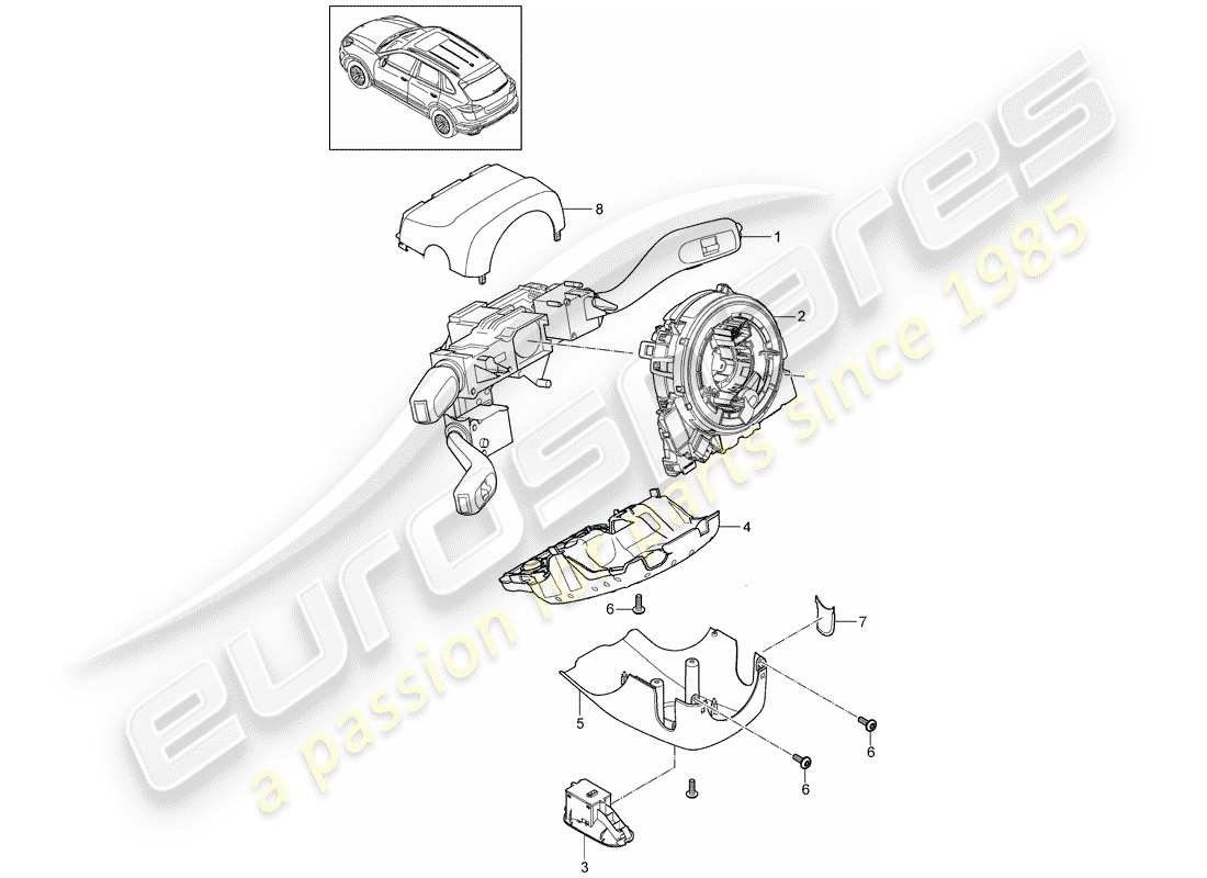 porsche 2013 (cayenne e2 92a) steering column switch part diagram