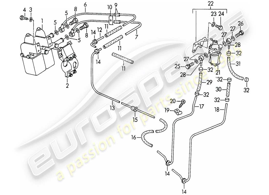 porsche 1955 (356/356a) fuel pump - -autopulse 500- - electric - with: - fuel line part diagram