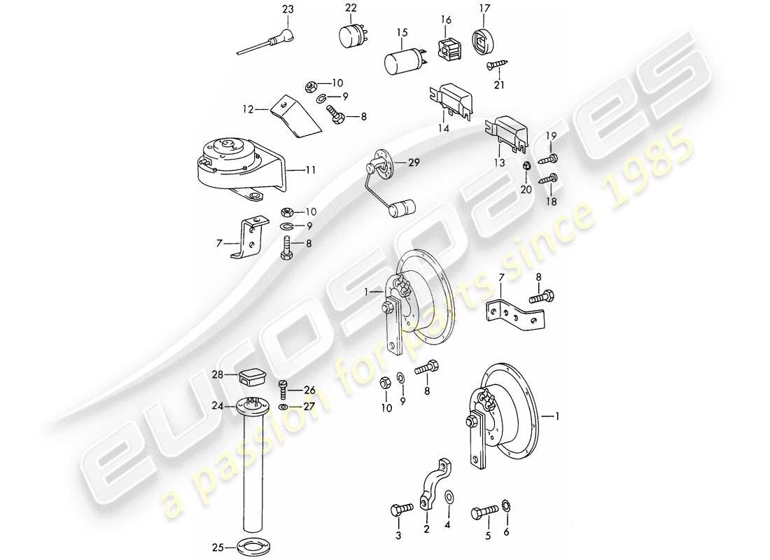 porsche 1967 (911/912) horn - relay part diagram