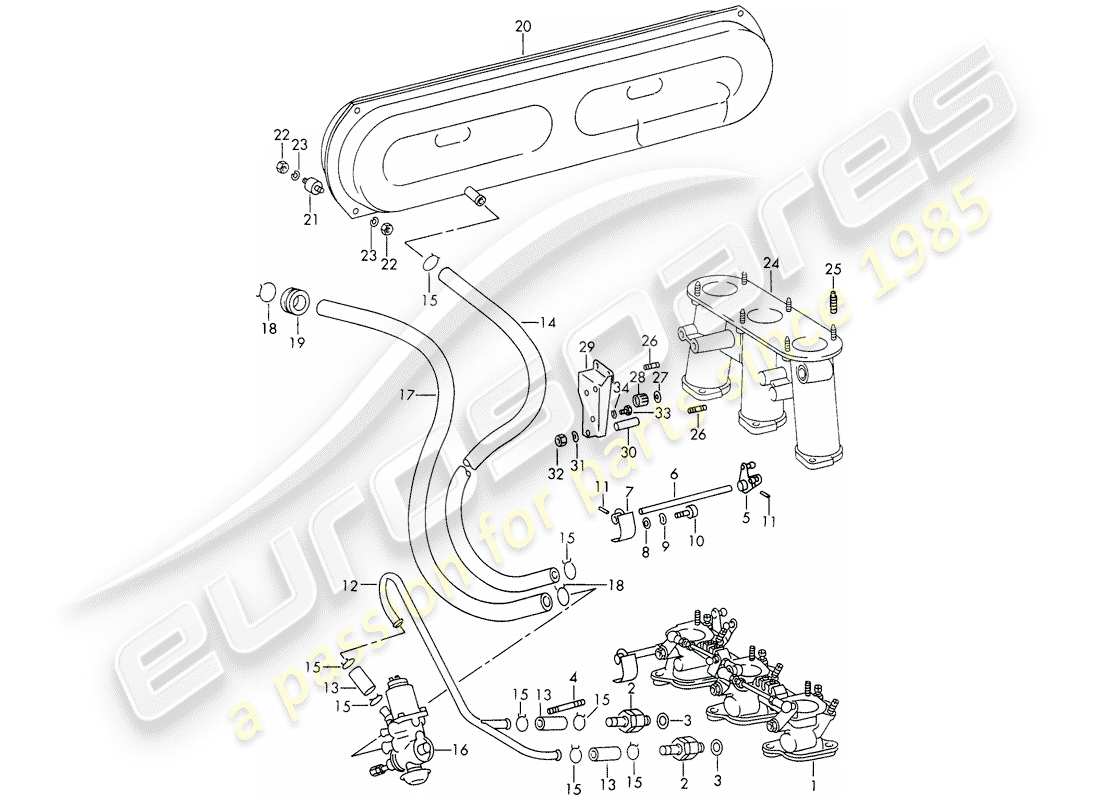 porsche 1969 (911/912) vacuum system - for - clutch release - injection system - for - sportomatic - d - mj 1969>> part diagram