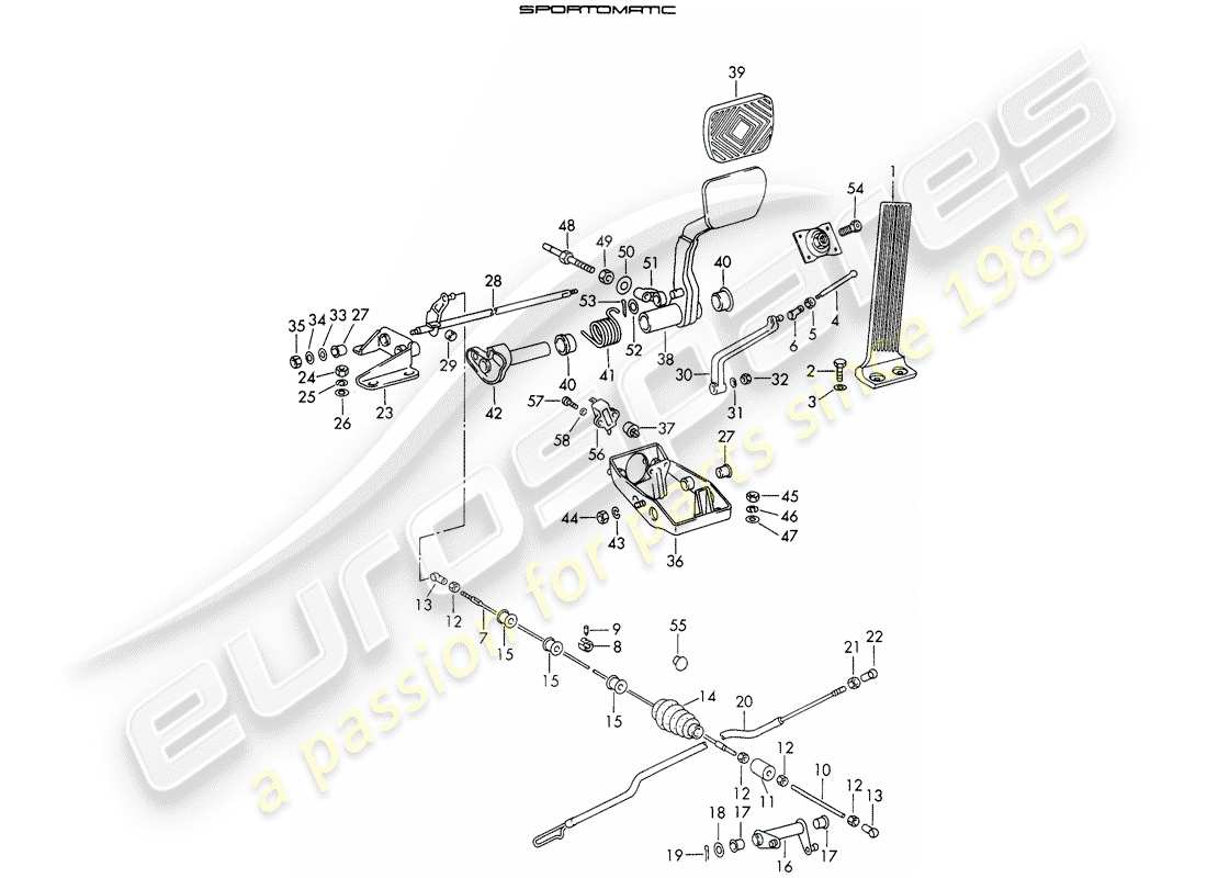 porsche 1968 (911/912) pedals - d - mj 1969>> - mj 1969 part diagram