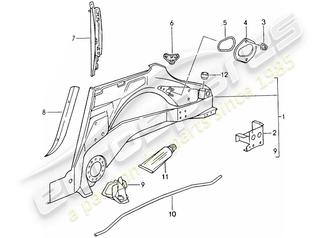 porsche 1990 (964) inner panel part diagram