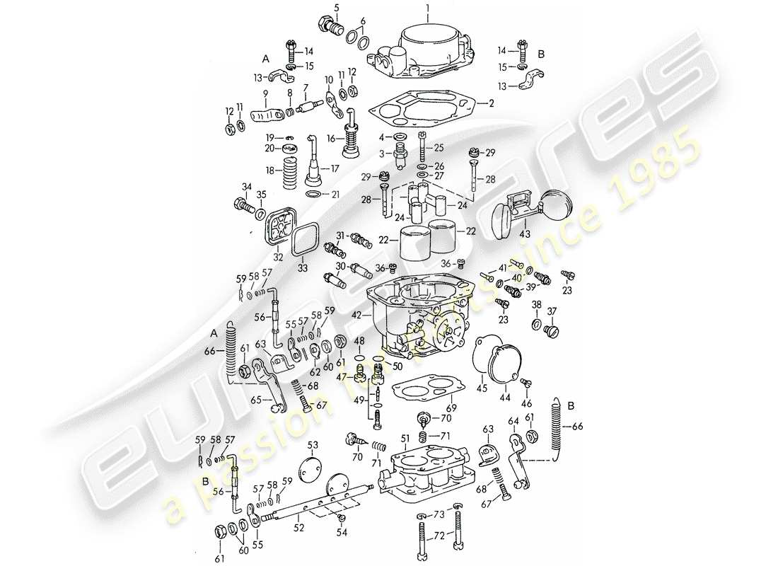 porsche 1955 (356/356a) single parts - for - carburetor - pallas - zenith 32 ndix part diagram