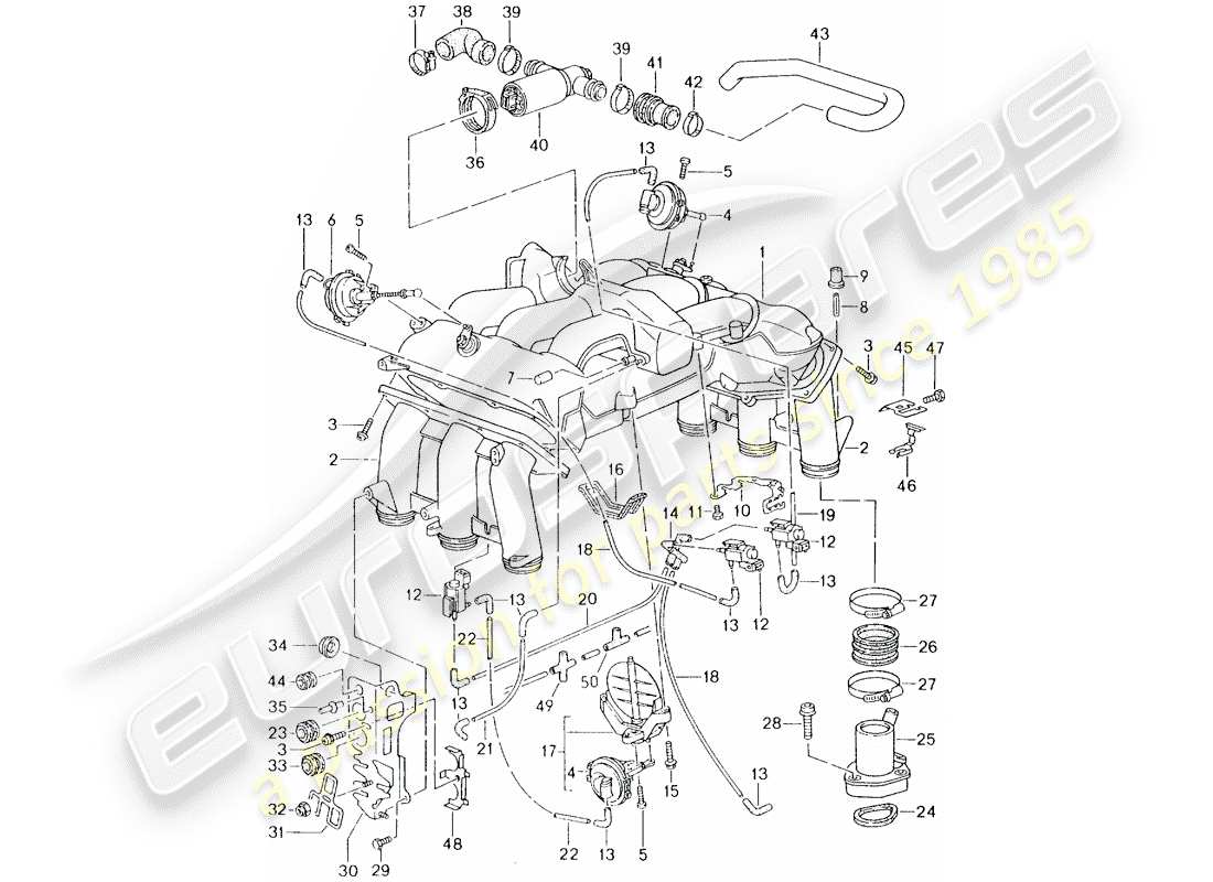 porsche 993 (1997) intake air distributor parts diagram