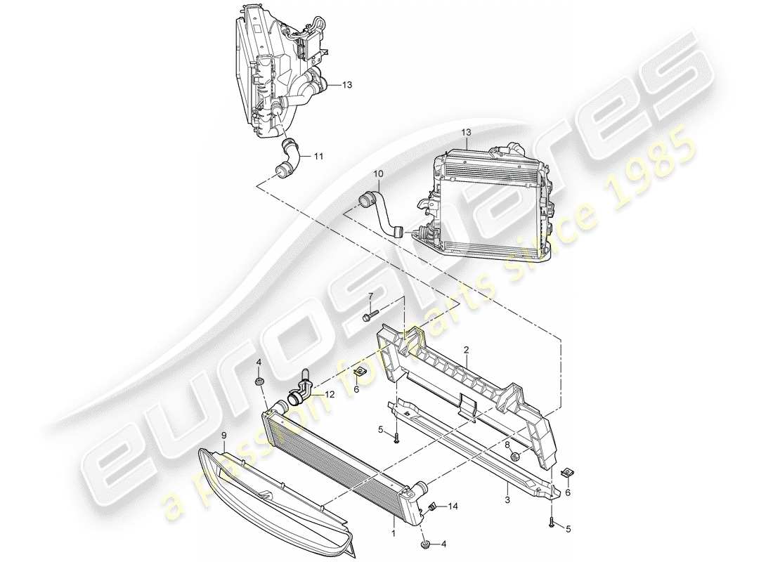 porsche 2011 (997-2 gt3) radiator part diagram