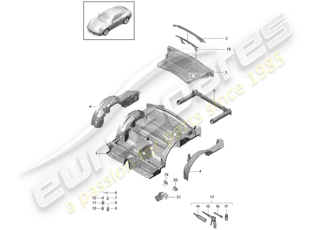 porsche 2019 (991-2) rear end part diagram