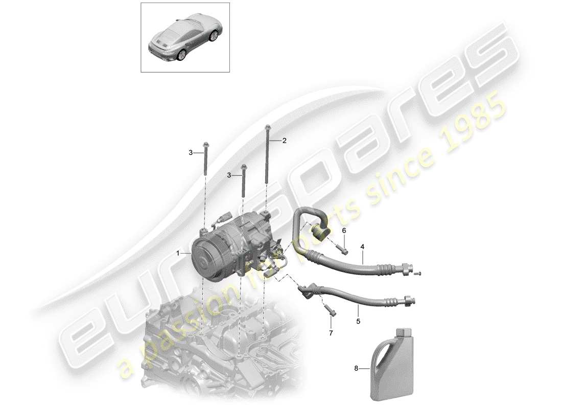 porsche 2020 (991-2 turbo) compressor part diagram