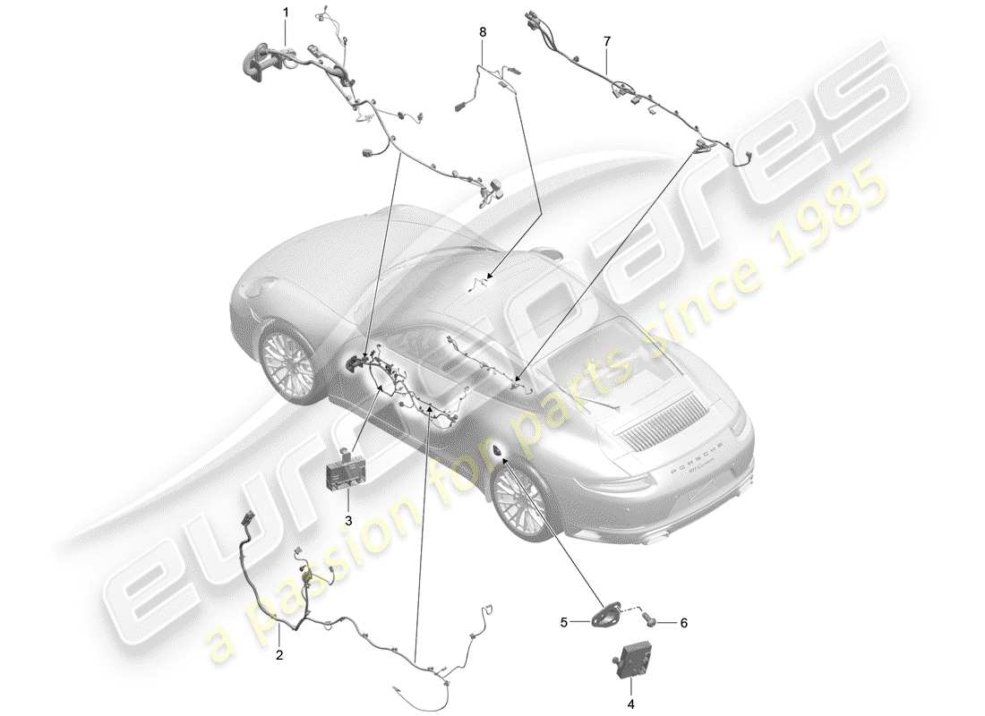 porsche 2020 (991-2) wiring harnesses part diagram