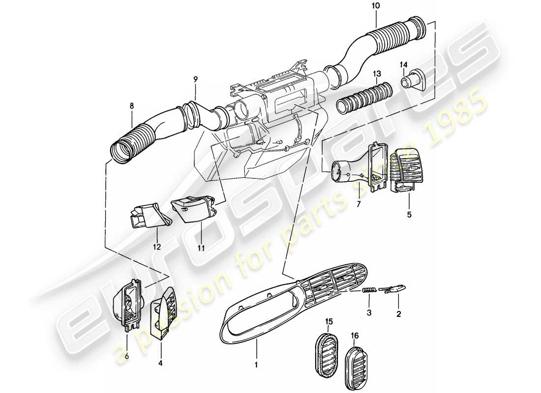 porsche 1986 (944) air duct part diagram
