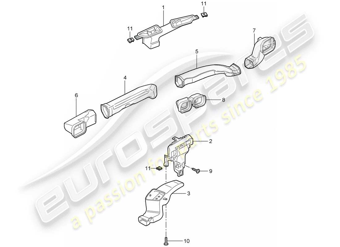 porsche 2011 (997-2 gt3) air distributor part diagram