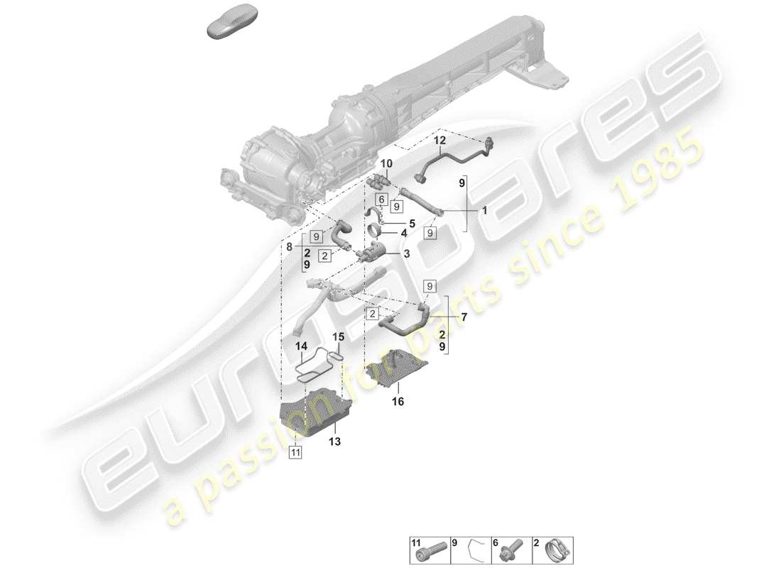 porsche 2019 (992-1) front axle differential part diagram