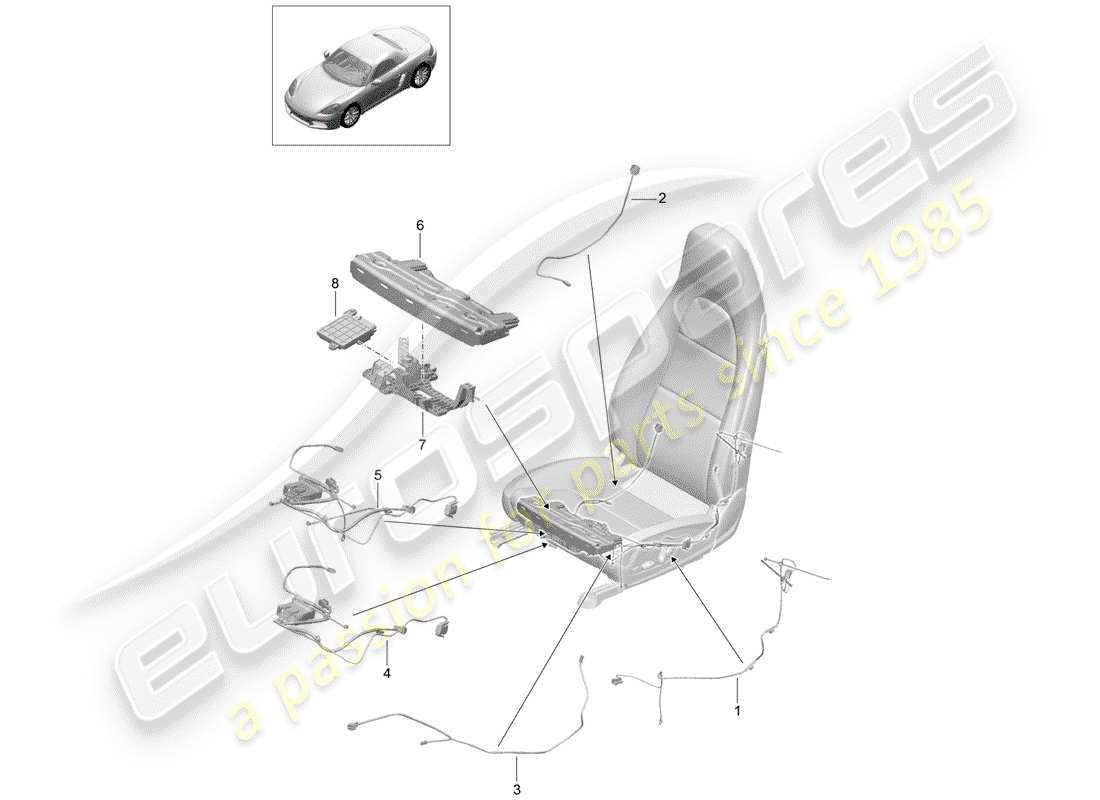 porsche 2017 (718 boxster) wiring harnesses part diagram