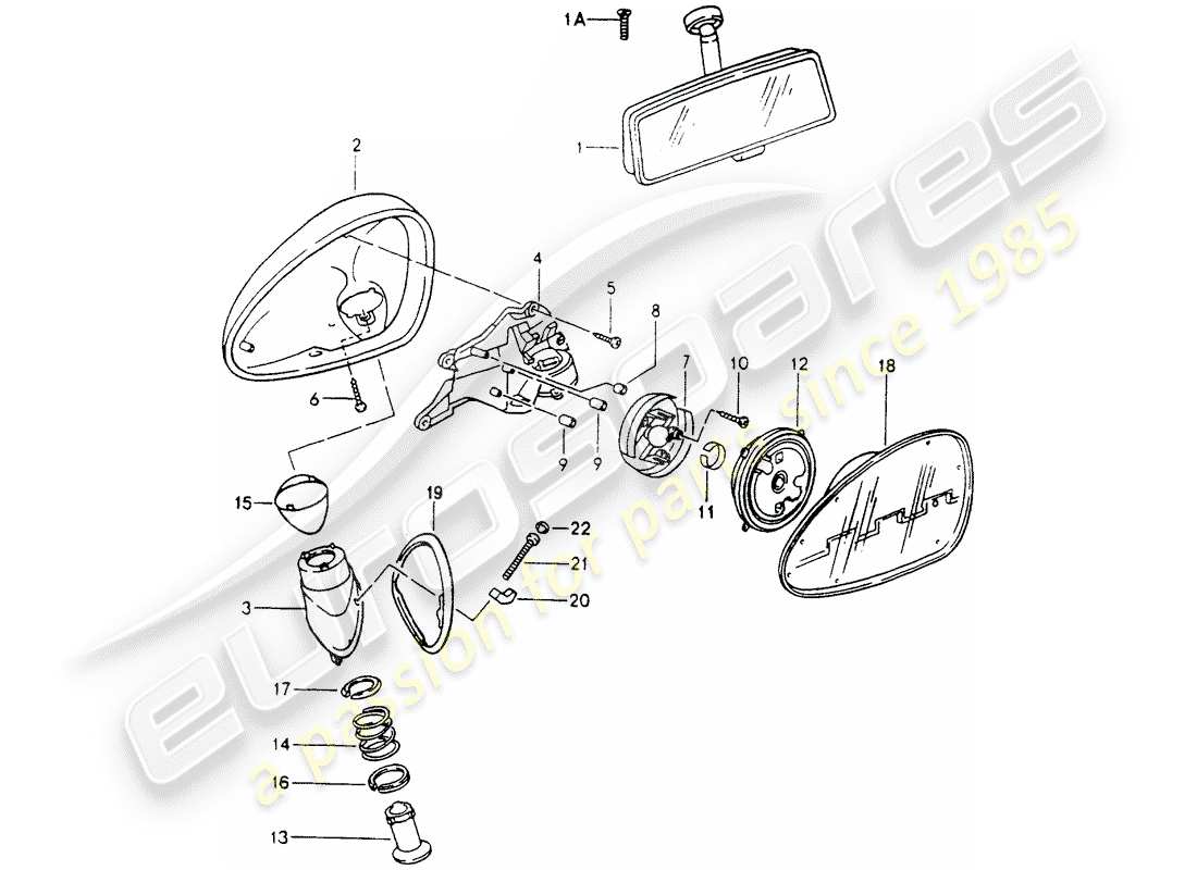 porsche 1990 (964) rear view mirror inner - rear view mirror - rear view mirror part diagram