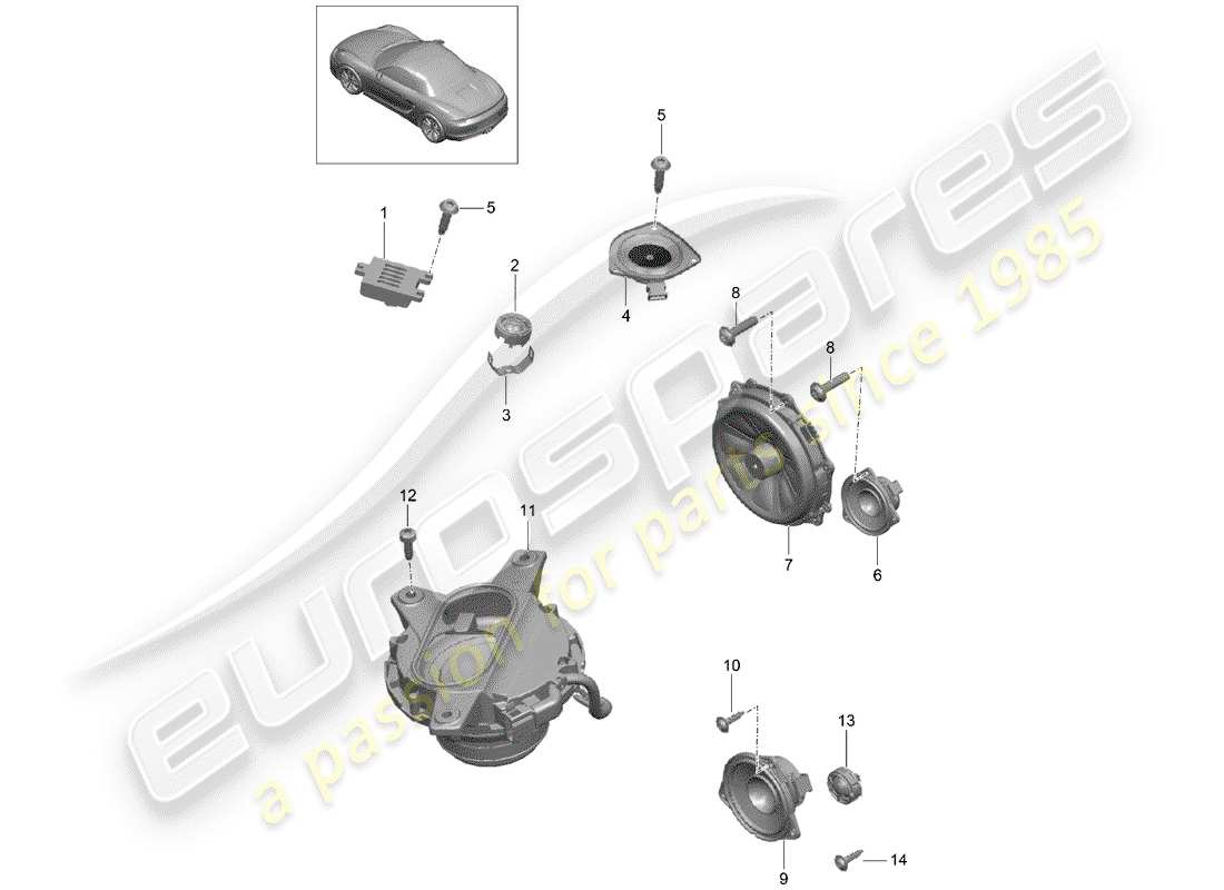 porsche 2014 (981 boxster) loudspeaker part diagram