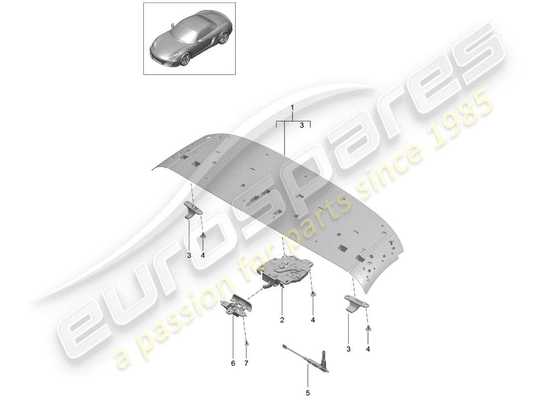 porsche 2015 (981 boxster) top frame part diagram