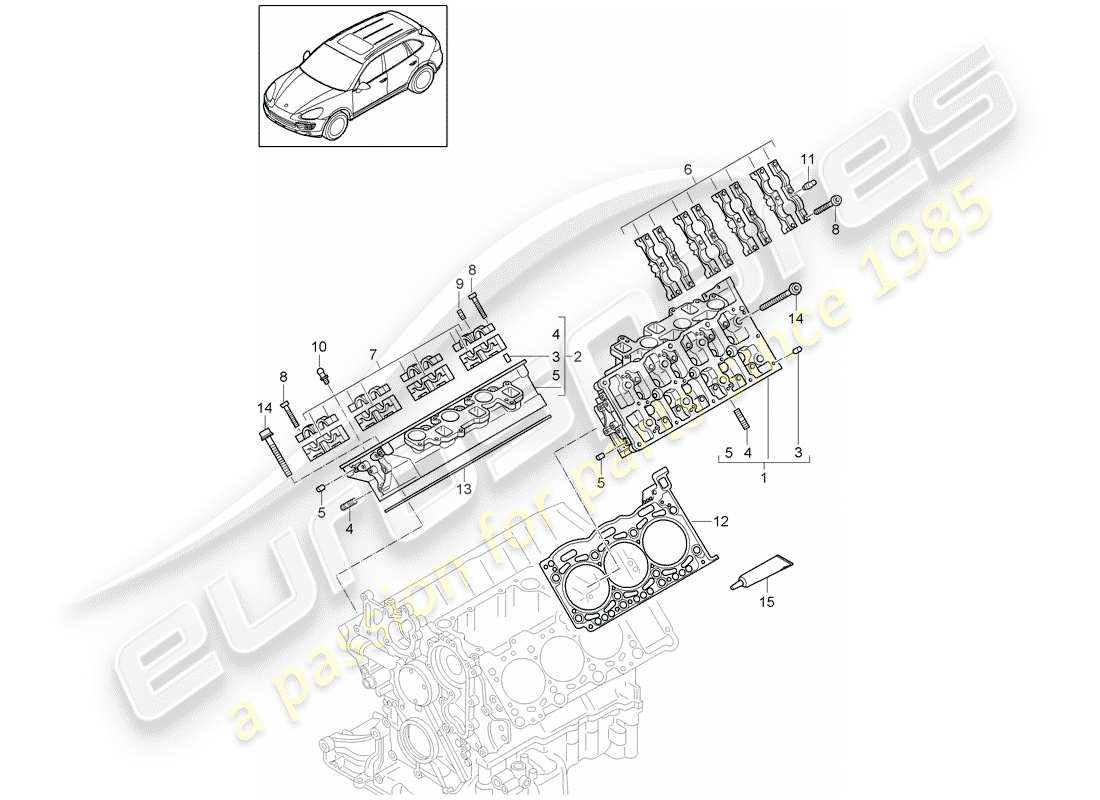porsche 2015 (cayenne e2 92a) cylinder head part diagram