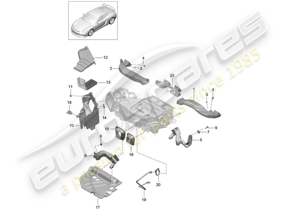 porsche 2016 (981 cayman gt4) air duct part diagram